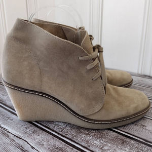 J. Crew | Taupe Suede MacAlister Lace-Up Wedge Boots #04326 Made in Italy